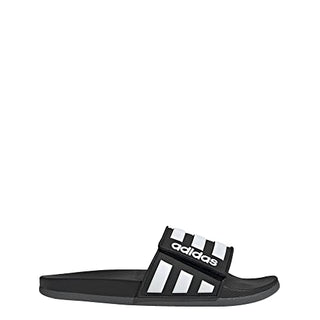 adidas Men's Adilette Comfort Adjustable Slides, Core Black/White/Grey, 9