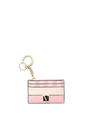 Victoria's Secret The Victoria Card Case Key Chain, Pink Iconic Stripe