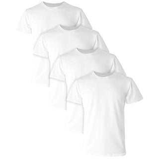 Hanes Ultimate Comfort Fit Undershirt, Men’s Crewneck Stretch-Cotton T-Shirt, 4-Pack, White-4 Pack, Large
