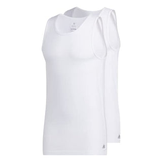 adidas Men's Stretch Cotton Tank Top Undershirts (2-Pack), White, Large