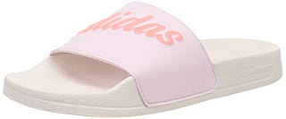 adidas Women's Adilette Shower Slides Sandal, Almost Pink/Acid Red/Chalk White, 10