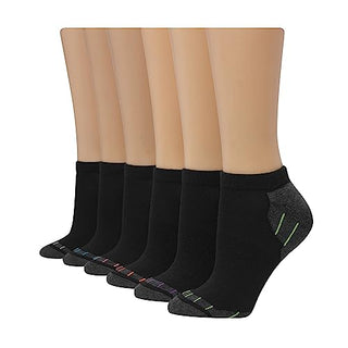 Hanes womens 6-pair Comfort Fit No Show athletic socks, Black, 5-9 US