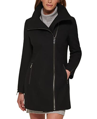 Calvin Klein Women's Asymmetrical Wool Jacket, Black, X-Small