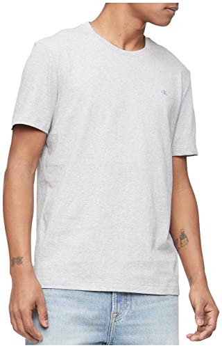 Calvin Klein Men's Smooth Cotton Solid Crewneck T-Shirt, Heroic Grey Heather, Large