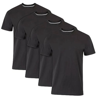 Hanes Ultimate Men's 4-Pack FreshIQ Slim Fit Crew T-Shirt, Black, Large