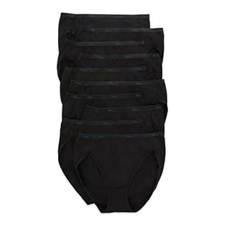 Hanes womens Cotton Brief Underwear, 10 Pack - Hi Cut Black, 7 US