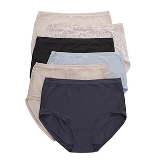 Hanes Women's ComfortFlex Fit Stretch Panties, Cooling Microfiber Underwear, 6-Pack (Colors May Vary), Assorted Modern Brief, Medium