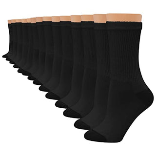 Hanes Women's Value, Crew Soft Moisture-Wicking Socks, Available in 10 and 14-Packs, Black-14, 5-9