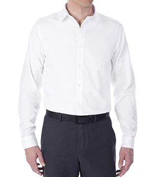 Calvin Klein Men's Dress Shirt Slim Fit Non Iron Herringbone, White, 16" Neck 34"-35" Sleeve (Large)