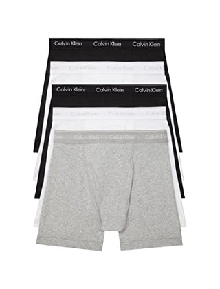 Calvin Klein Men's Cotton Stretch 5-Pack Boxer Brief, 2 Black, 2 White, 1 Grey Heather, M
