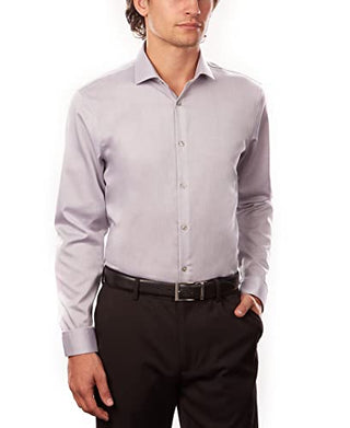 Calvin Klein Men's Tall Size Dress Shirt Xtreme Slim Fit Non Iron Herringbone, Smoke, 17" Neck 35"-36" Sleeve