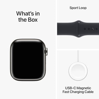 Apple Watch Series 9 [GPS + Cellular 41mm] Smartwatch with Graphite Stainless Steel Case with Midnight Sport Band S/M. Fitness Tracker, Blood Oxygen & ECG Apps, Always-On Retina Display