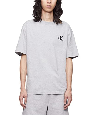 Calvin Klein Men's Relaxed Fit Monogram Logo Crewneck T-Shirt, Heroic Grey Heather, Large