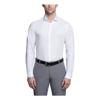 Calvin Klein Men's Dress Shirt Slim Fit Non Iron Solid French Cuff, White, 16" Neck 34"-35" Sleeve