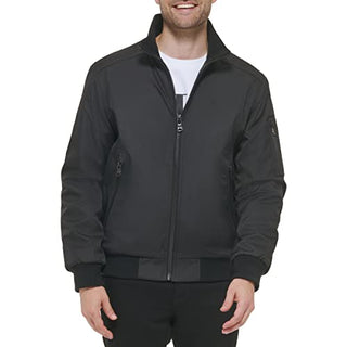 Calvin Klein Men's Water and Wind Resistant Rip Stop Bomber Jacket (Standard and Big & Tall), Jet Black, X-Large