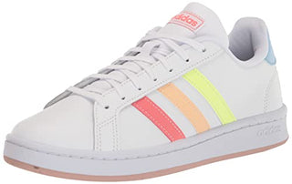 adidas Men's Grand Court Tennis Shoe, White/Semi Turbo/Pulse Amber, 10