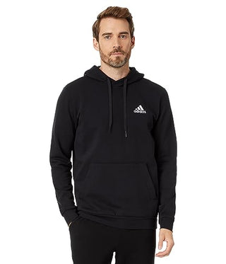 adidas Men's Essentials Fleece Hoodie, Black/White, Large