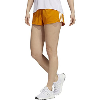 adidas Women's Pacer 3-Stripes Woven Shorts, Focus Orange/White, Medium