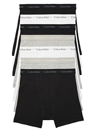 Calvin Klein Men's Cotton Classics 7-Pack Boxer Brief, 3 Black, 2 Grey Heather, 2 White, M
