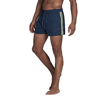 adidas mens 3-Stripes CLX Swim Shorts VSL Crew Navy/ Yellow X-Large