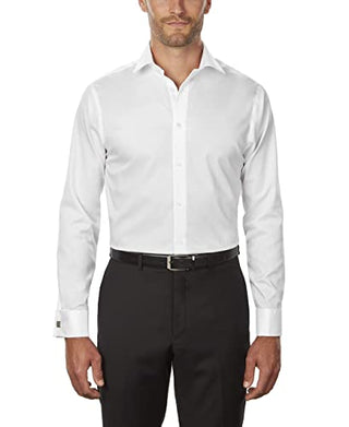 Calvin Klein Men's Regular Fit Non Iron Solid Shirt, White, 16" Neck 34"-35" Sleeve