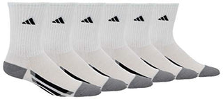 adidas Boys' YTH VERT Stripe 6-Pack Crew, White/Black/Light Onix, Large