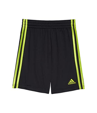 adidas boys Elastic Waistband Classic 3s Shorts, Black With Acid Yellow, Large US