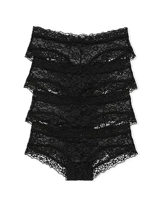 Victoria's Secret Lace Cheeky Panty Pack, Underwear for Women, Black, 4 Pack (M)