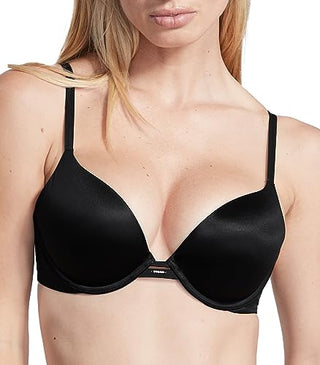 Victoria's Secret Push Up Bra, Adds One Cup Size, Padded, Plunge Neckline, Bras for Women, Very Sexy Collection, Black (34C)