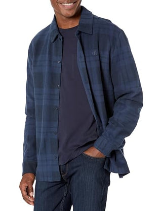Calvin Klein Men's Long Sleeve Plaid Shirt Jacket Dark Sapphire