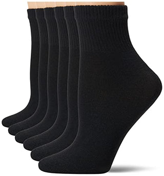 Hanes Ultimate Women's 6-Pack Ankle Socks, Black, 5-9