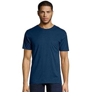 Hanes Men's Nano-T Short-Sleeve Pocket T-Shirt, Navy, Small (Pack of 2)