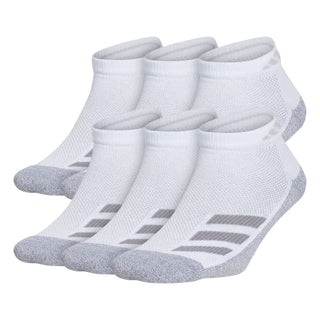adidas Kids-Boy's/Girl's Cushioned Angle Stripe Low Cut Socks (6-Pair), White/Grey/Light Onix Grey, Medium