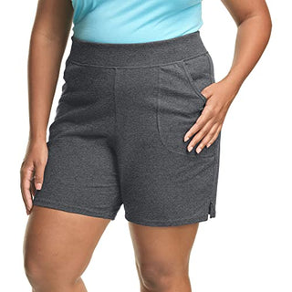Just My Size Women's Plus Cotton Jersey Pull-On Shorts - 5X Plus - Charcoal Heather