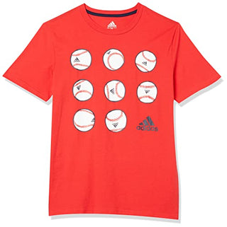 adidas Boys' Little Short Sleeve Cotton Baseball Novelty T-Shirt, Vivid Red, 7
