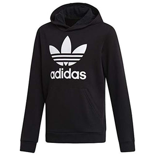 adidas Originals unisex child Trefoil Hoodie Sweatshirt, Black/White, Large US