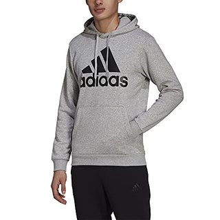 adidas Men's Essentials Fleece Big Logo Hoodie, Medium Grey Heather/Black
