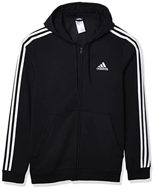 adidas Men's Essentials Fleece 3-Stripes Full-Zip Hoodie, Black, 3X-Large