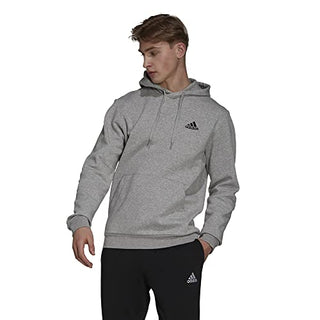 adidas Men's Essentials Fleece Hoodie, Medium Grey Heather/Black, X-Large