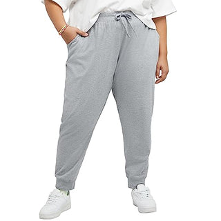 Hanes Plus Size Originals Joggers, 100% Cotton Jersey Sweatpants for Women, 29" Inseam, Light Steel