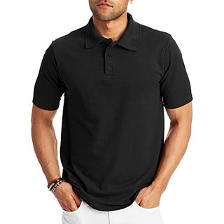 Hanes Men's Short Sleeve X-Temp W/ FreshIQ Polo, Black, Small