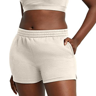 Hanes Women's Originals Sweat, Heavyweight Fleece, Shorts with Pockets, 2", Natural