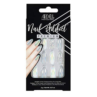 Ardell Nail Addict Premium Artificial Nail Set, Holographic Glitter, 24-Pc, Medium, Almond-Shape, DIY Press-On Nails, Quick and Easy to Apply, with Glue, Cuticle Stick and Nail Filev