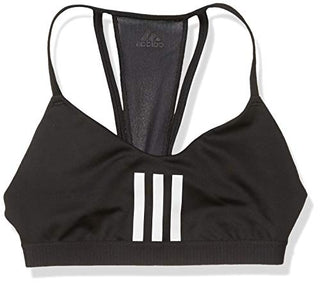 adidas Women's All Me 3-Stripes Mesh AEROREADY Training Pilates Yoga Light Support Workout Bra Black/White Medium