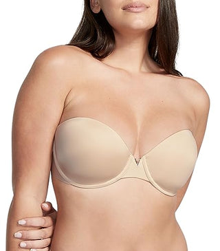 Victoria's Secret Sexy Illusions Lightly Lined Strapless Bra, Adjustable Straps, Smoothing T Shirt Bra, Strapless Bras for Women, Beige (36C)