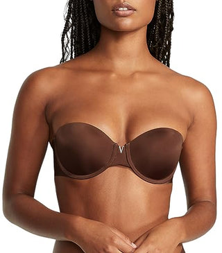 Victoria's Secret Sexy Illusions Lightly Lined Strapless Bra, Adjustable Straps, Smoothing T Shirt Bra, Strapless Bras for Women, Brown (36C)