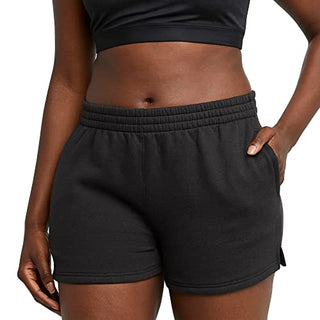 Hanes Women's Originals Sweat, Heavyweight Fleece, Shorts with Pockets, 2", Black