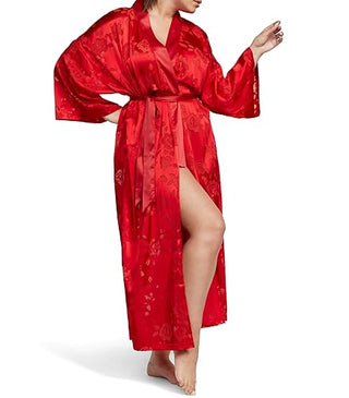 Victoria's Secret VS Archives Burnout Satin Robe, Women's Lingerie, Rose Satin Fabric, Red (XL/XXL)