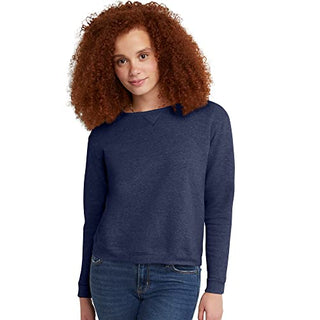 Hanes Women's EcoSmart Crewneck Sweatshirt, Navy Heather, Medium