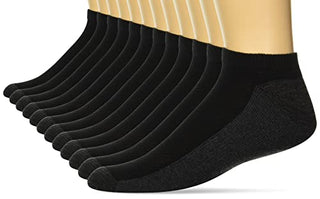Hanes Men's, X-Temp Cushioned No Show Socks, 12-Pack, Black, 6-12